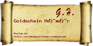 Goldschein Hümér névjegykártya